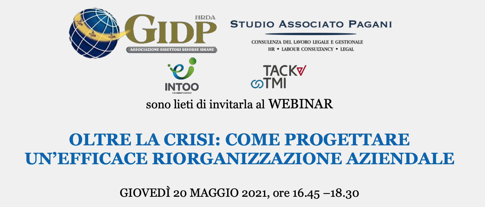 Invito al webinar sulla riorganizzazione aziendale